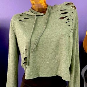 Distressed hoodie top